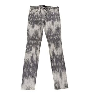Vince Dylan Skinny Jeans Beat Down White Grey Ikat Abstract Print Size 28